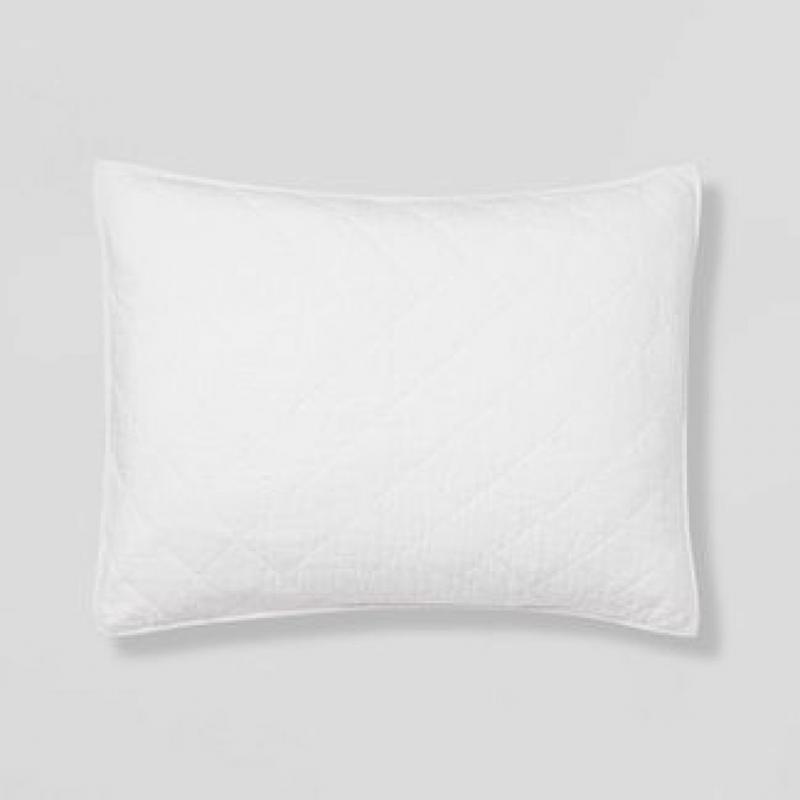 Standard Diamond Stitch Cotton Linen Quilt Sham White - Threshold