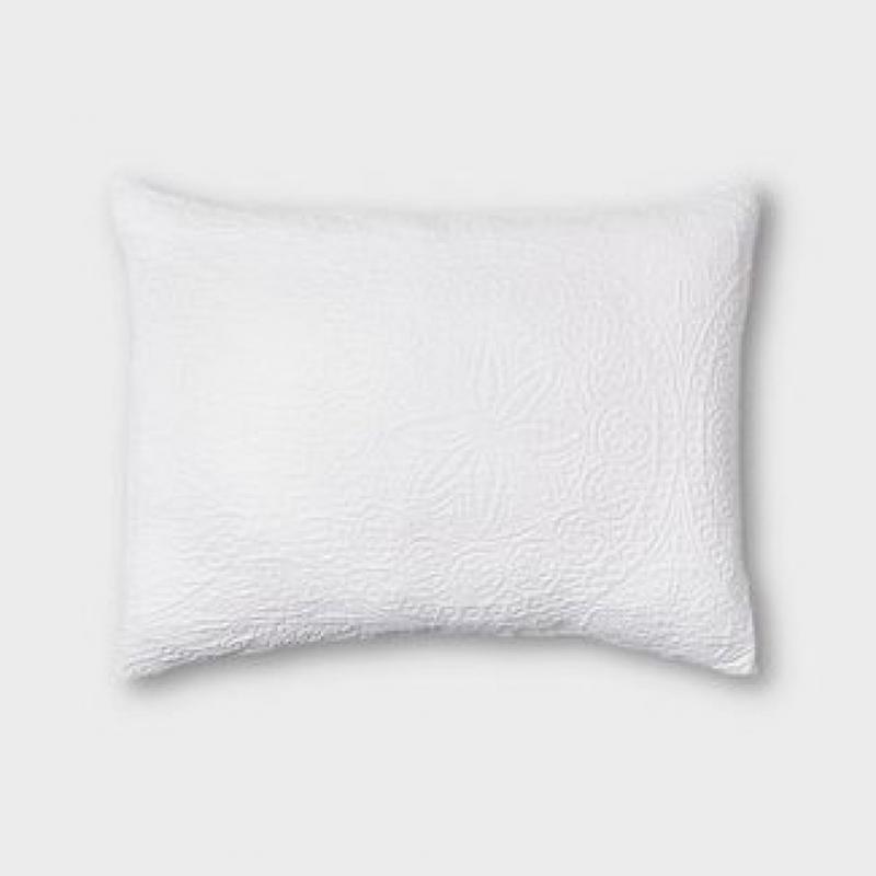 Standard Matelasse Medallion Sham White - Threshold