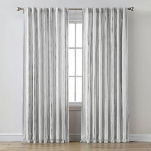 84x50 Striped Light filtering Curtain Panel Gray - Threshold