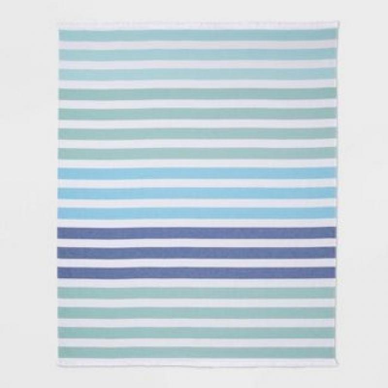 Striped Oversized Beach Towel Blue/Green - Sun Squad