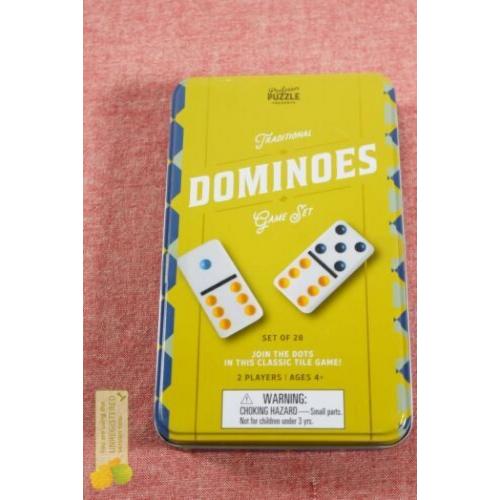 Professor Puzzle Traditional Dominoes Game Set Tin