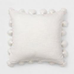 Square Textured Cotton Tassel Decorative Throw Pillow White - Threshold