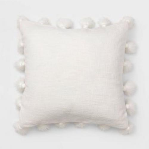 Square Textured Cotton Tassel Decorative Throw Pillow White - Threshold