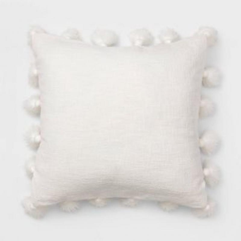 Square Textured Cotton Tassel Decorative Throw Pillow White - Threshold