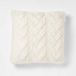 Oversized Chunky Cable Knit Square Throw Pillow Ivory - Threshold