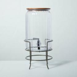 256oz Ribbed Plastic Beverage Dispenser With Stand & Lid - Hearth & Hand