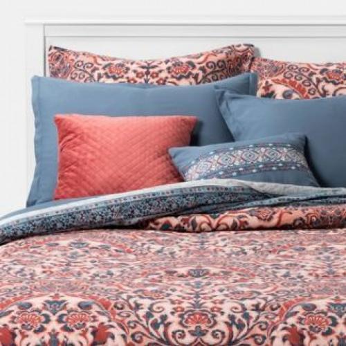 Queen 8pc Monson Comforter Set Rose/Blue - Threshold