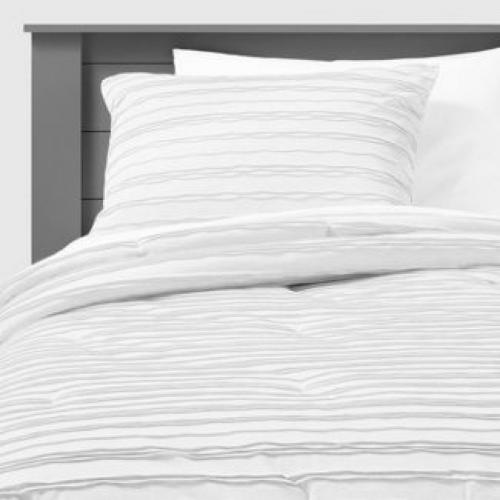 Full/Queen Jersey Wave Comforter Set White - Pillowfort