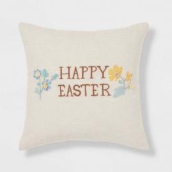 'Happy Easter' Square Throw Pillow Neutral - Threshold