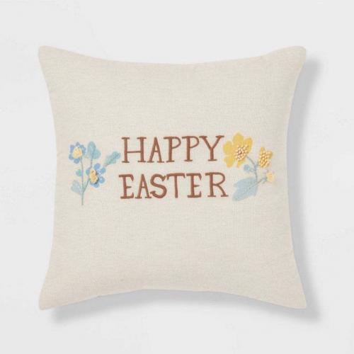 'Happy Easter' Square Throw Pillow Neutral - Threshold