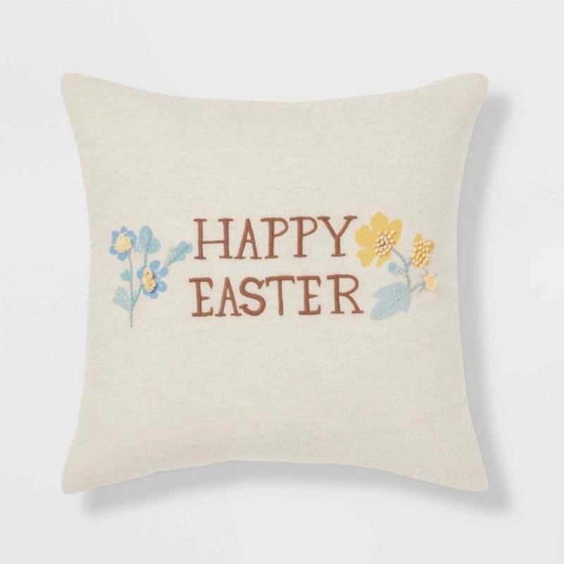 'Happy Easter' Square Throw Pillow Neutral - Threshold
