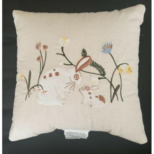 Threshold Throw Pillow 18X18 Rabbit Bunny Mom Baby Floral Flowers