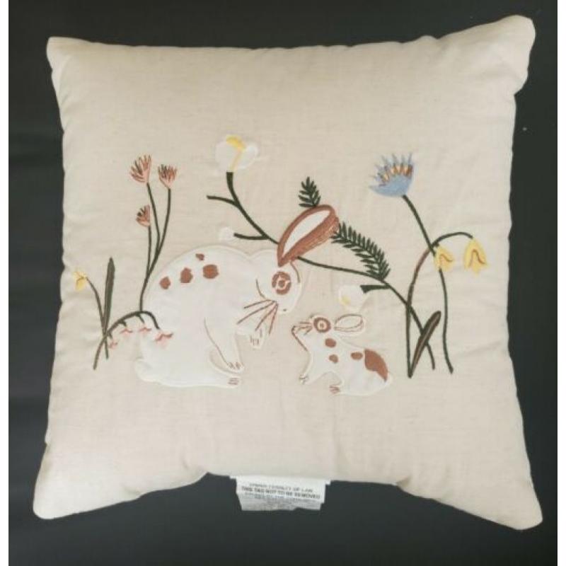 Threshold Throw Pillow 18X18 Rabbit Bunny Mom Baby Floral Flowers