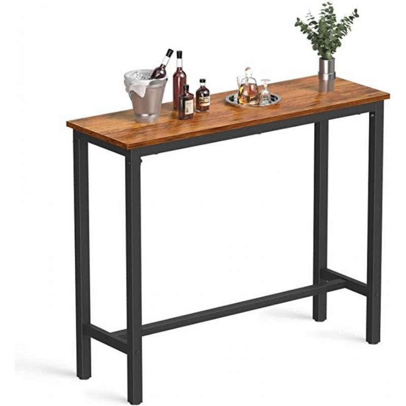 Bar Table 47 Black Metal with Brown Top