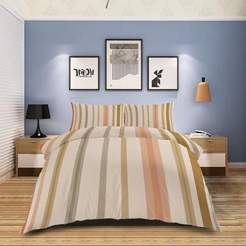 Cal King 4 Piece Microfiber Duvet Set Multi Color Striped