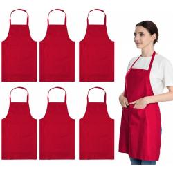 LoyHuang 8 Pack Plain Bib Aprons Color Red