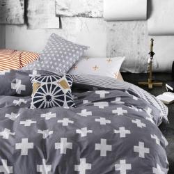 Vougemarket 3 Piece Set Duvet Cover Queen Grey White Cross
