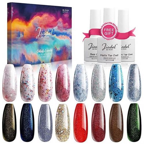 Jiadel Acrylic Confetti  Colorful World Perfect Gel Polish Manicure Gift Set