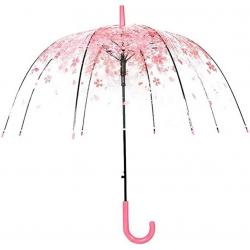 Cherry Blossoms Umbrella Transparent Dome Bubble Umbrella Romantic Clear