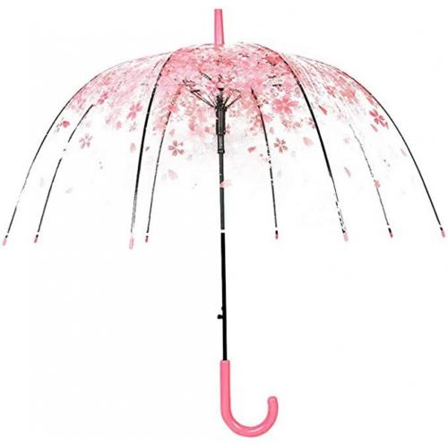 Cherry Blossoms Umbrella Transparent Dome Bubble Umbrella Romantic Clear