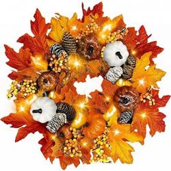 18 inch Fall Wreath  with Lights