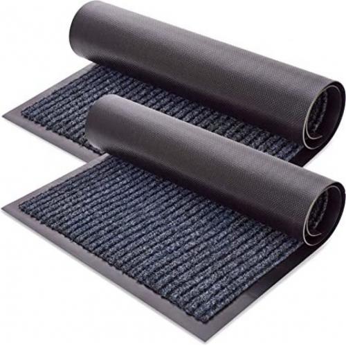 2pk Black/Gray Non Slip Floor Mats (30x17)