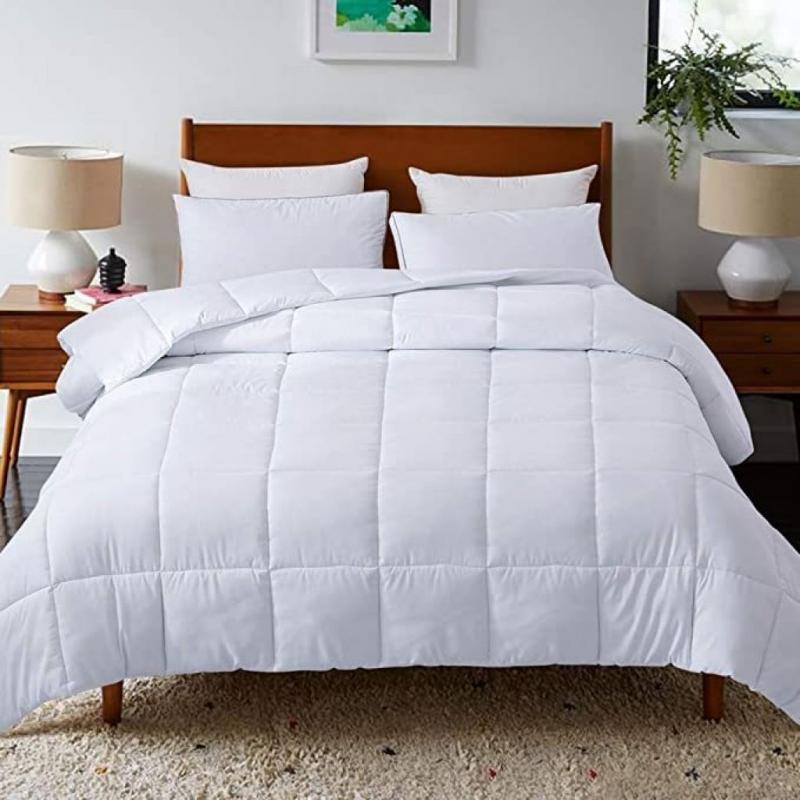 DOWNCOOL White Faux Down Comforter, 96 x 104 Inches, 00% Polyester, color: White