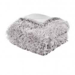 CRESTED Lush Shaggy Blanket (King, Light Grey)