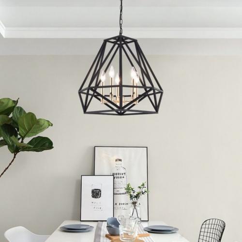 Unique Geometric Iron Chandelier