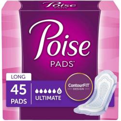 Poise Pads 12hr Protection Ultra Long Length Size 6 45 Pads