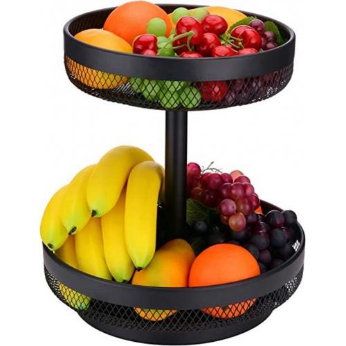 Iberg 2 Tier Fruit Basket Black