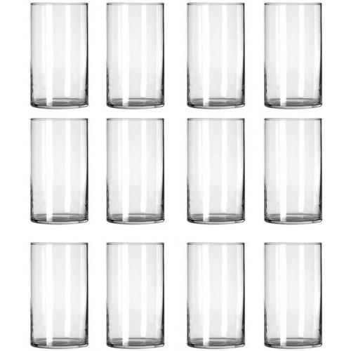 12 Pack Clear Glass Cylinder, Table Flower Vase, 6 inches tall