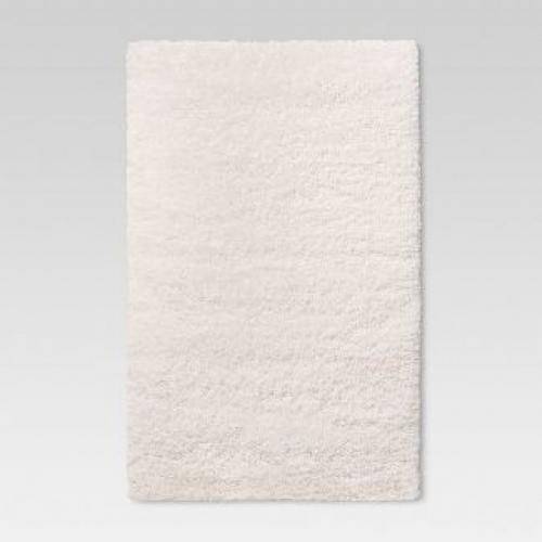 4'x5'6 Cream Plush Shag Washable Accent Rug - Room Essentials