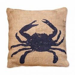 Small Burlap Crab Pillow (8x8)