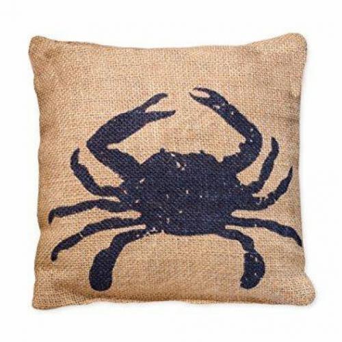 Small Burlap Crab Pillow (8x8)