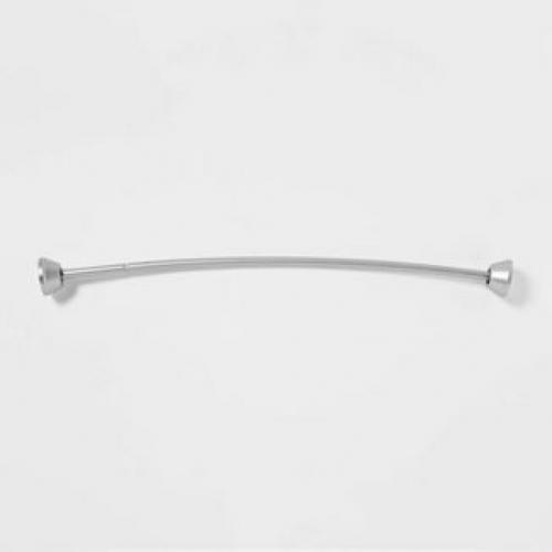 72 Tapered End Cap Curved Aluminum Shower Curtain Rod Tension or Permanent Mount