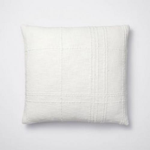 Euro Texture Tonal Plaid Decorative Throw Pillow Off White