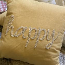 Threshold Happy Beaded Square Throw Pillow Yellow