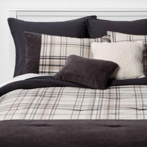 Queen 8pc Conway Comforter Set Gray/Taupe - Threshold