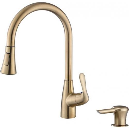 Derengge Single Handle Pull-down Kitchen Faucet With Soap Dispenser