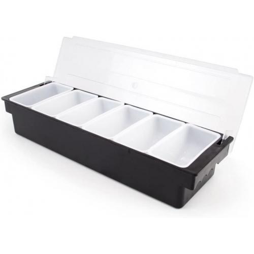 Cocktail Bar Garnish Black 6 Compartment Tray