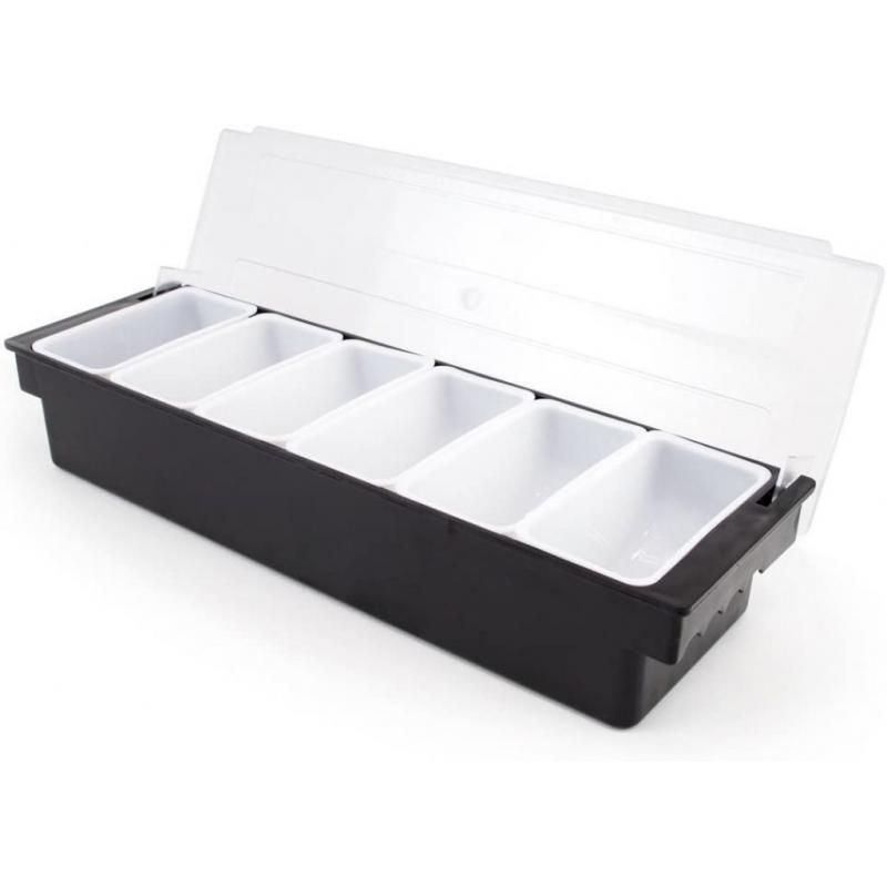 Cocktail Bar Garnish Black 6 Compartment Tray