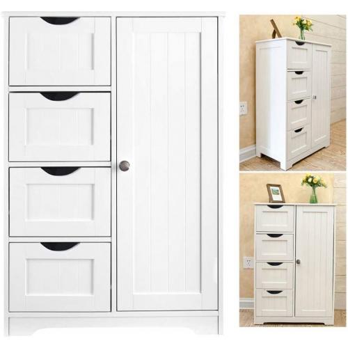 HuiDao 4 Drawer 1 Door Wood Storage CabinetHuiDao 4 Drawer 1 Door Wood Storage Cabinet Organizer for Bathroom Entryway Home Office, 22 x 12 x 32,