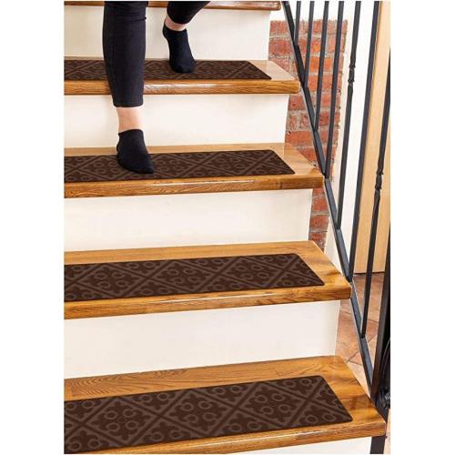 15 Pack Stair Treads Carpet Surfaces (30x8.2) Brown