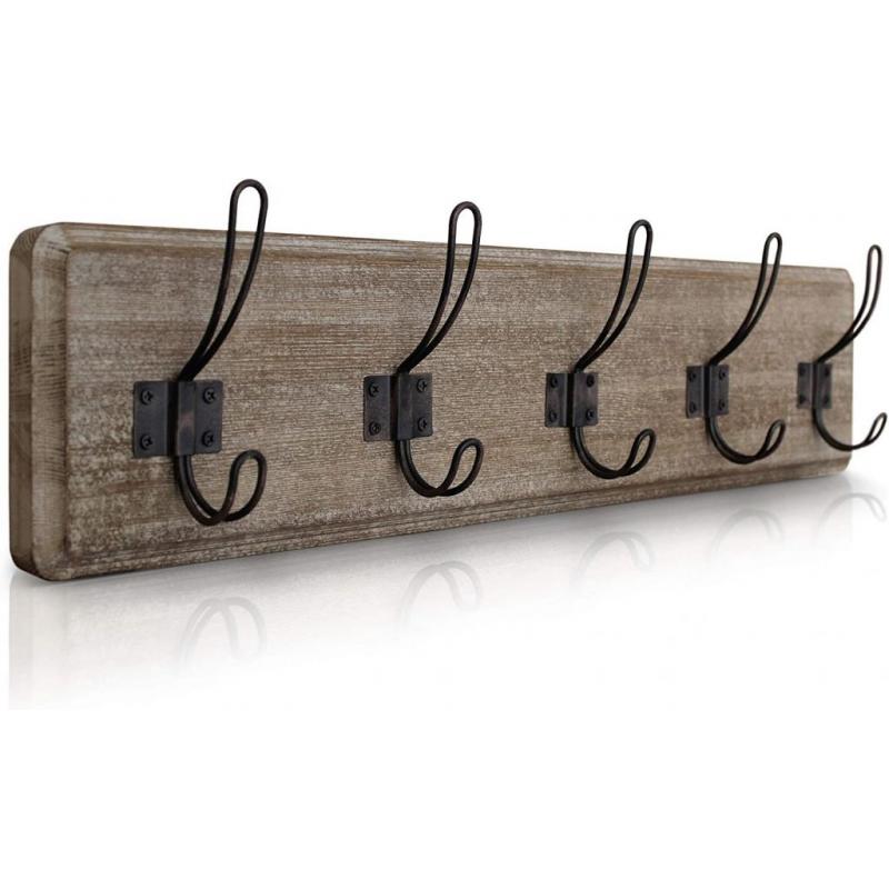 Rustic Coat Rack Wall Mounted Wooden 24 inch Entryway Coat Hooks