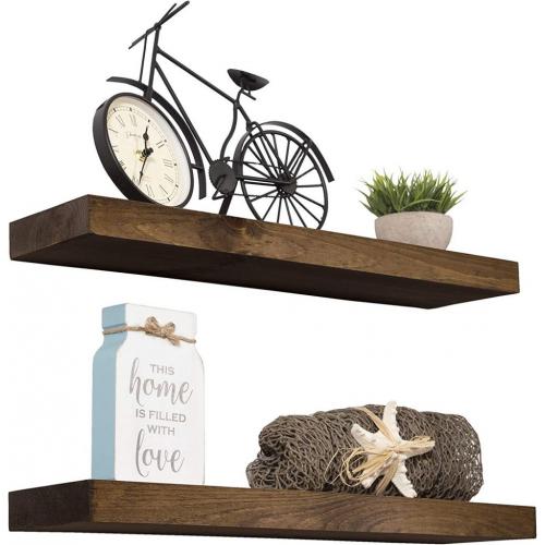 Wood Floating Shelves Set - Dark Walnut Color
