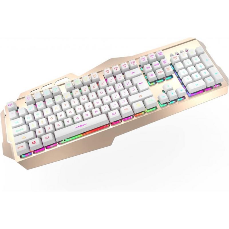 Wired Gaming Keyboard White Gold Colorful