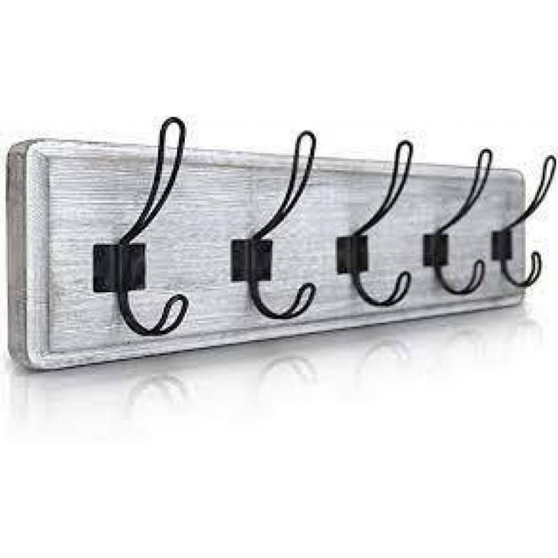 Wall Mounted Rustic Coat Hanger With 5 Hooks