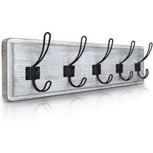 Wall Mounted Rustic Coat Hanger With 5 Hooks