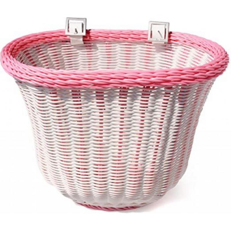 Colorbasket Front Handle Basket - White with Pink Trim